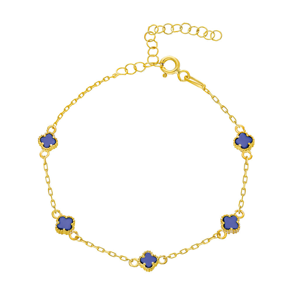 MINIMAL BLAUER KLEE ARMKETTE | 925 SILBER