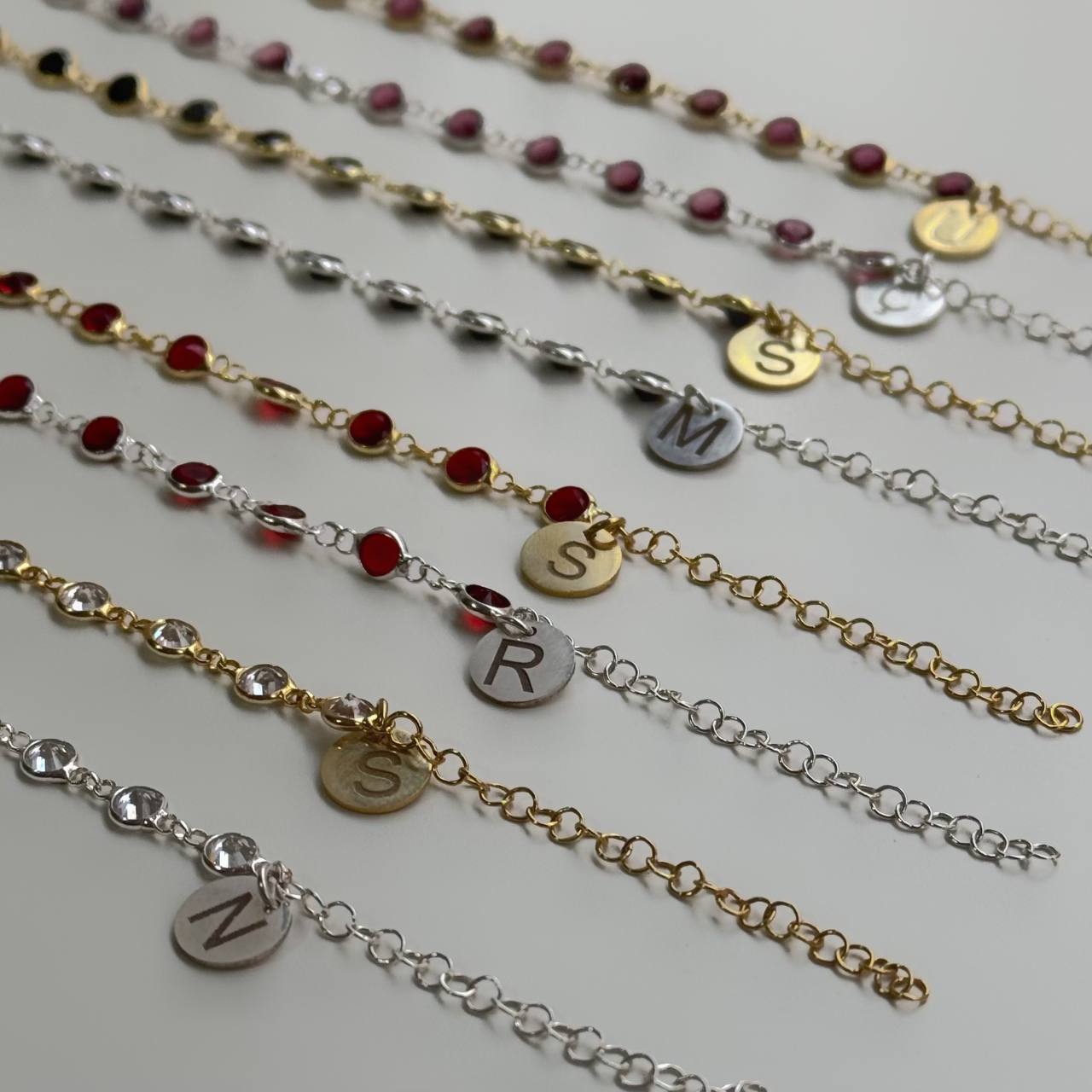 WHITE STONE BUCHSTABEN PARTNERARMBAND | 925 SILBER