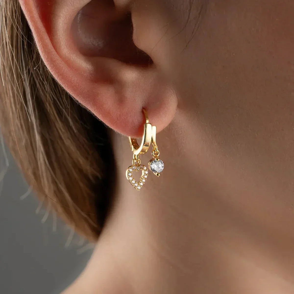 MINI HERZ & ZIRKONIA OHRRING| 925 SILBER