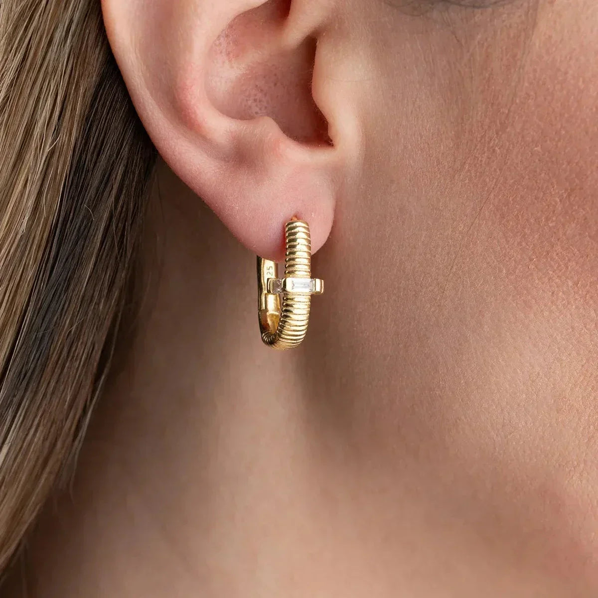 BAGUETTE OVALE OHRRINGE | 925 SILBER