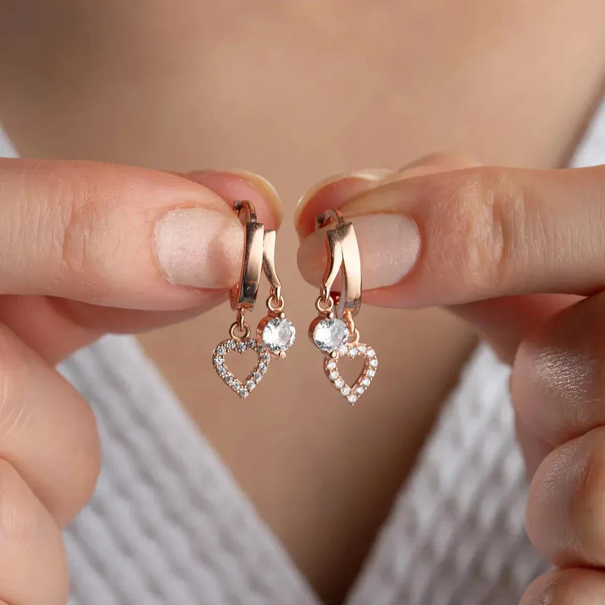 MINI HERZ & ZIRKONIA OHRRING| 925 SILBER