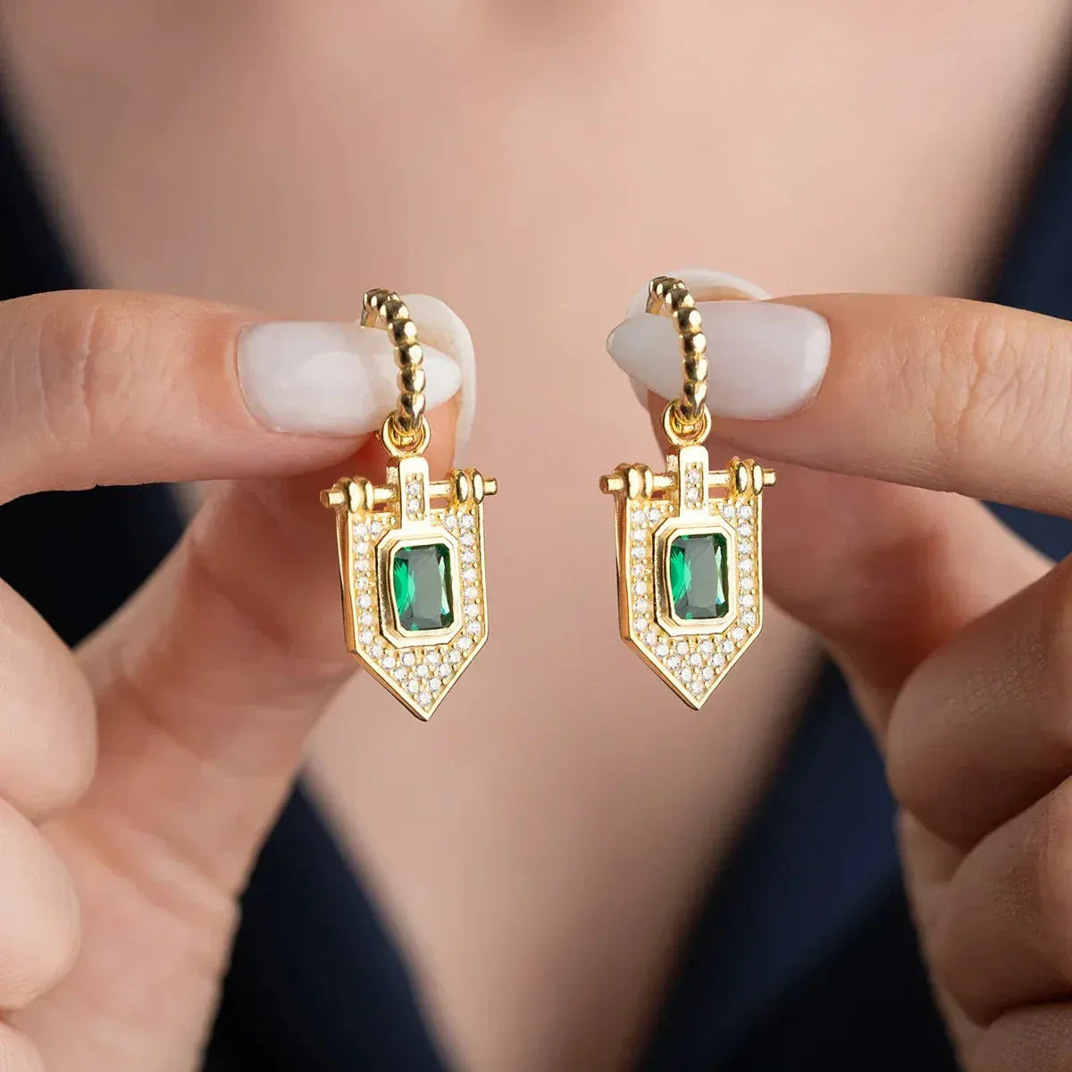 SMARAGD GRÜN STEIN OHRRINGE | 925 SILBER