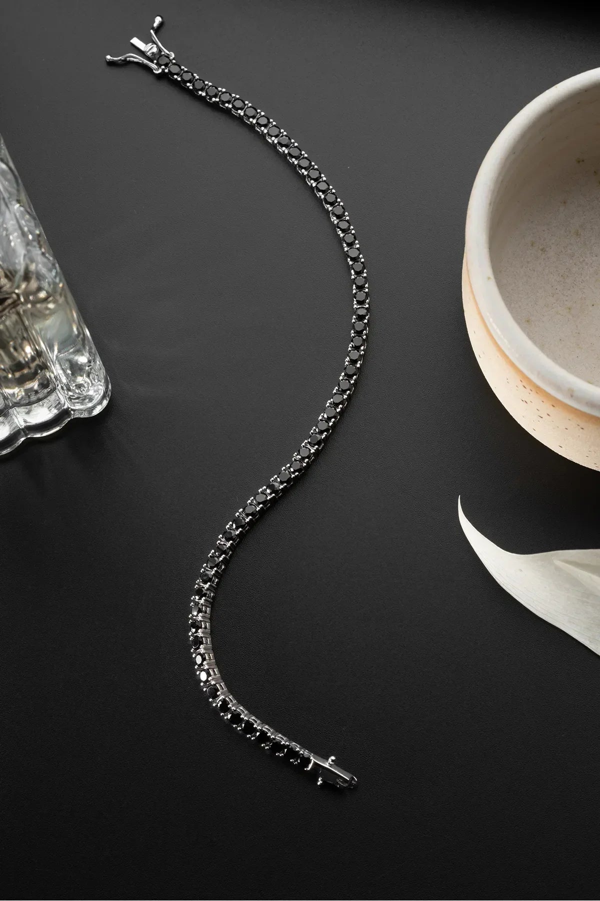 ICED OUT ARMBAND AUS SCHWARZEM STEIN | 925 SILBER