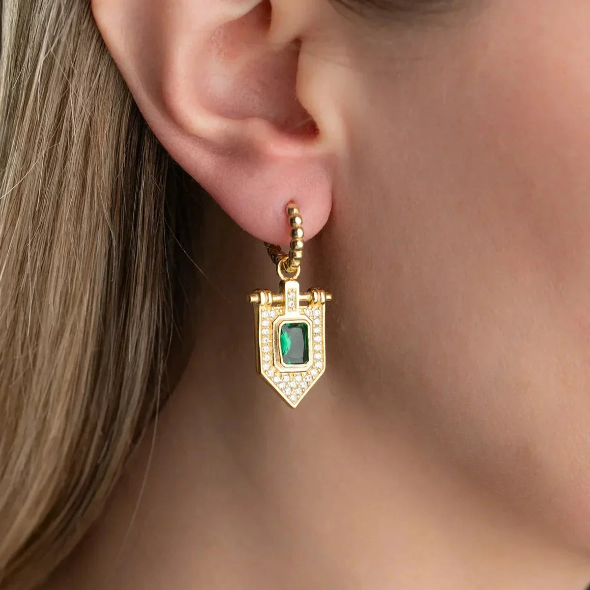 SMARAGD GRÜN STEIN OHRRINGE | 925 SILBER