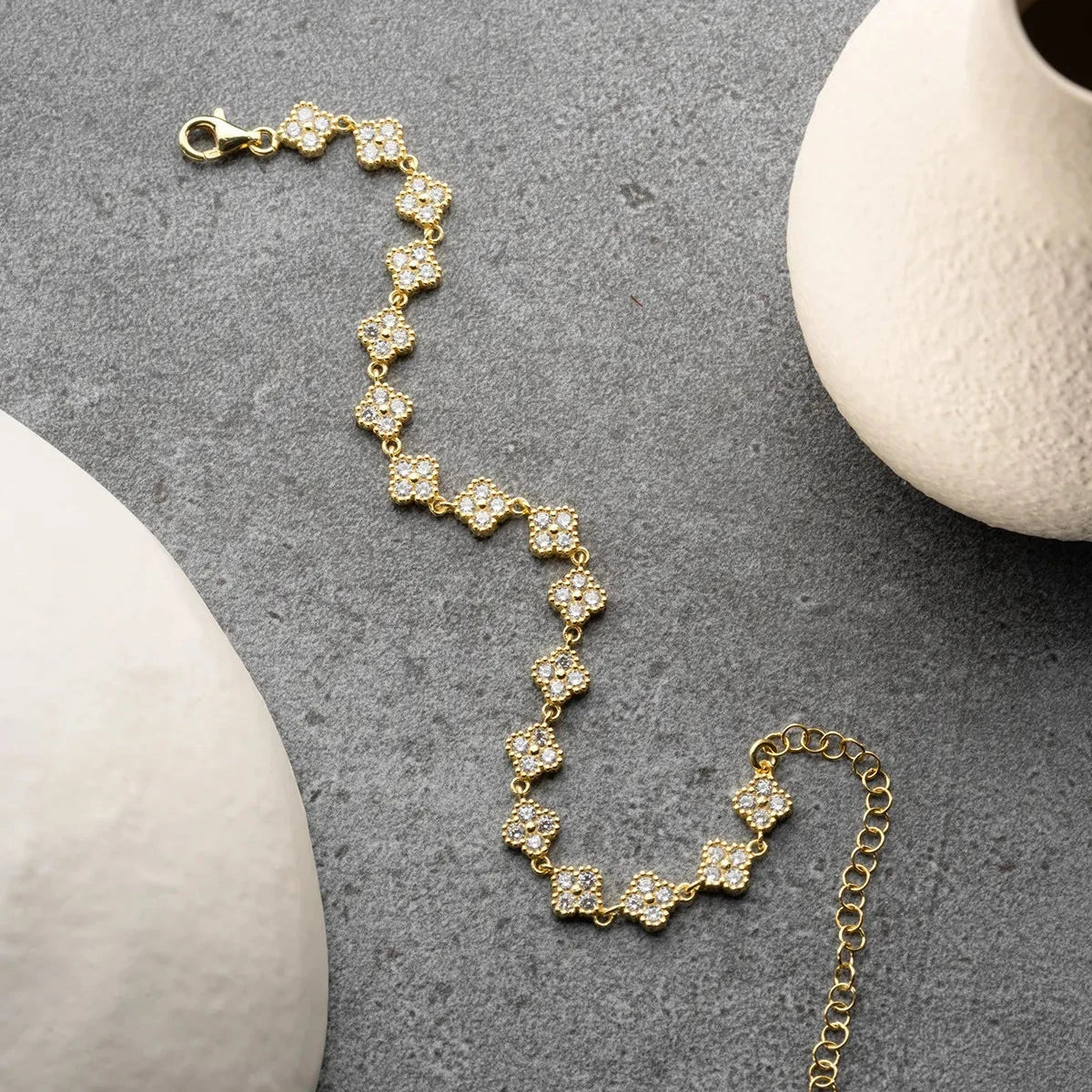 ZIRKON STEIN KLEE ARMBAND | 925 SILBER