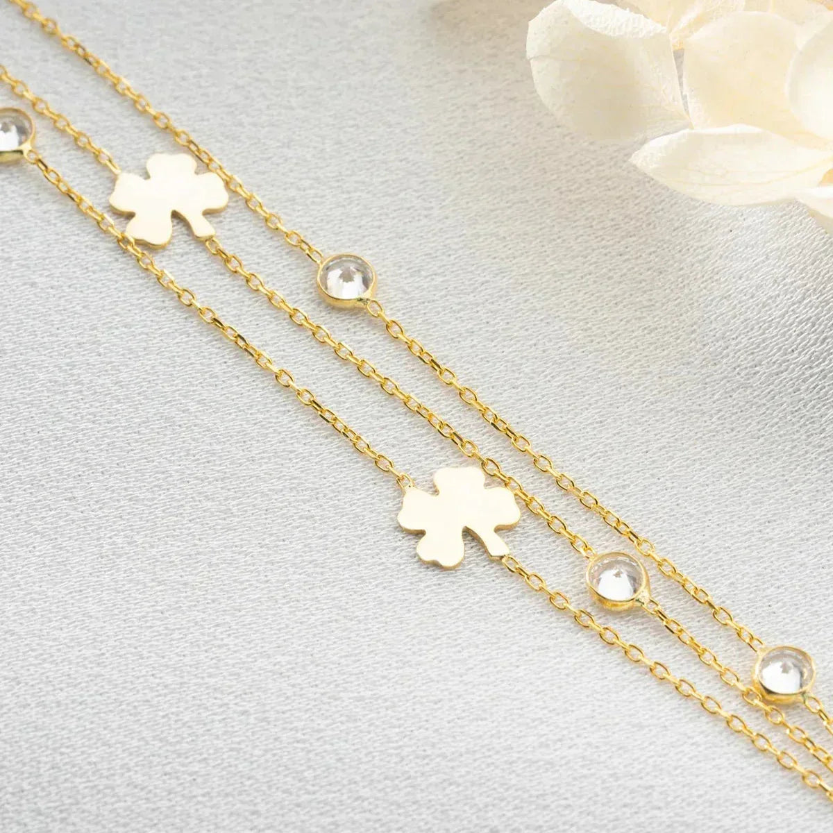 3 REIHEN KLEE STEIN ARMBAND | 925 SILBER