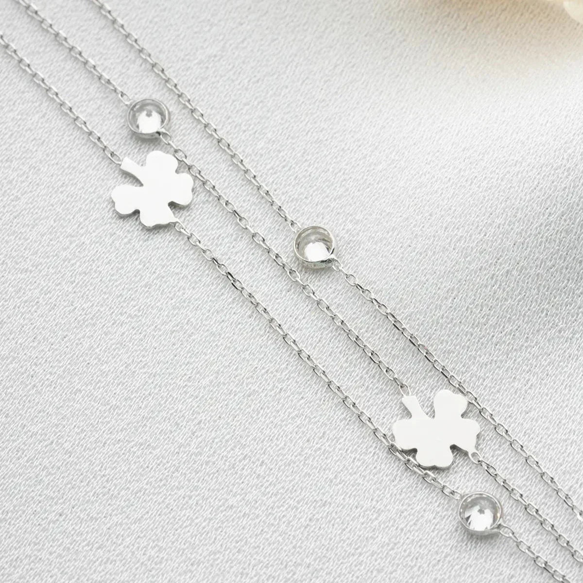 3 REIHEN KLEE STEIN ARMBAND | 925 SILBER