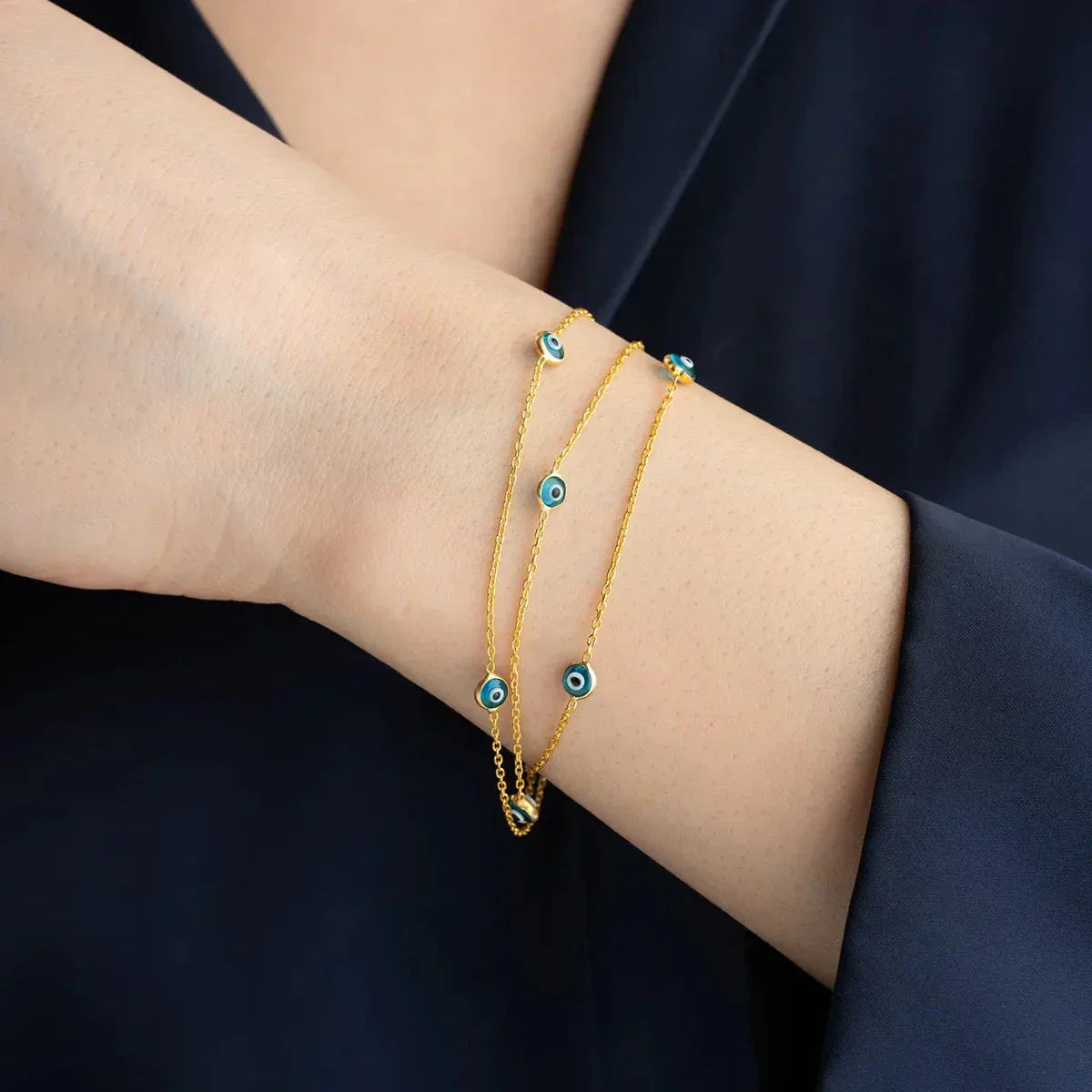 3 REIHE MINI NAZAR ARMBAND | 925 SILBER