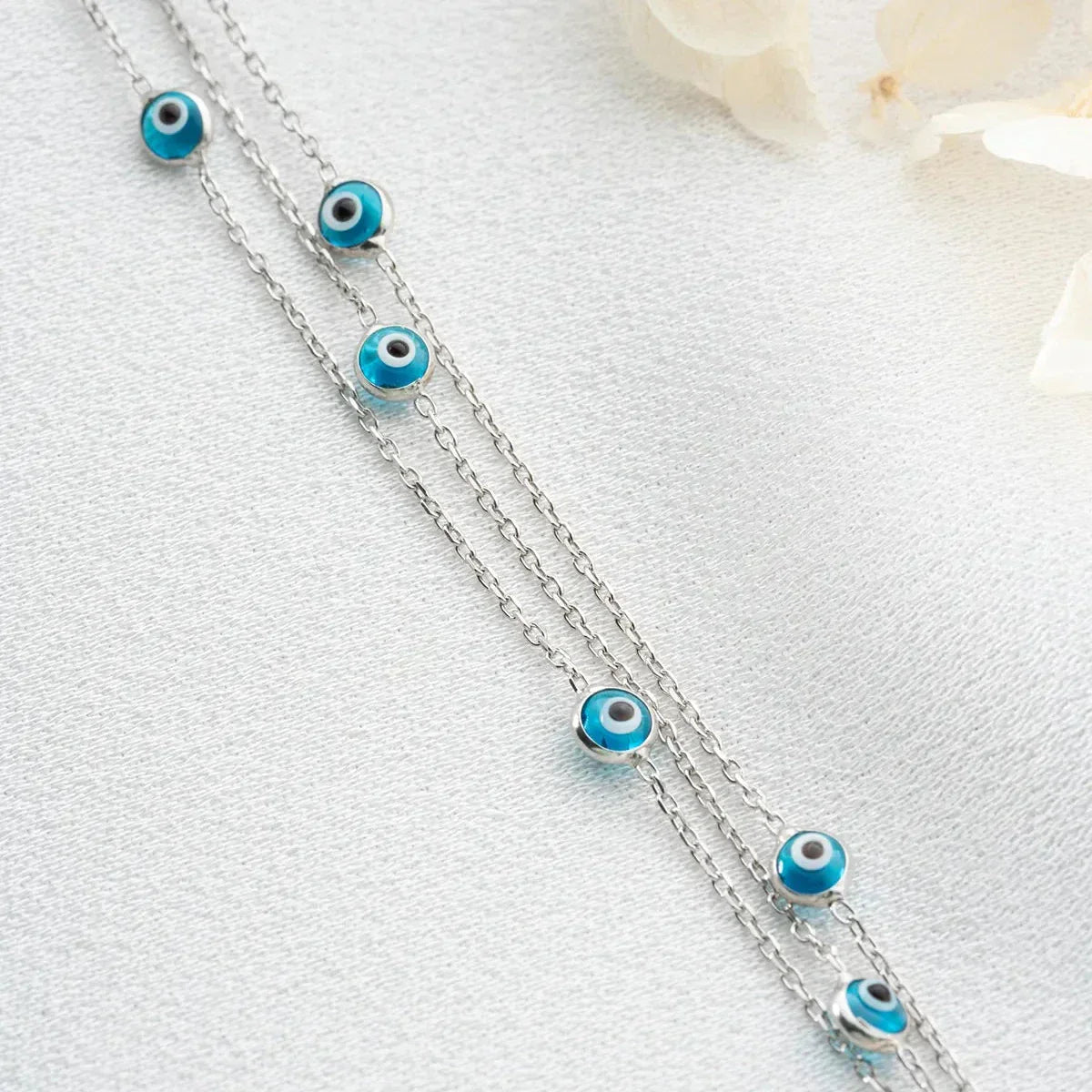 3 REIHE MINI NAZAR ARMBAND | 925 SILBER