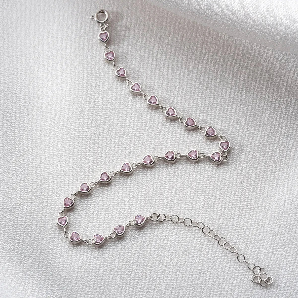 MINI ROZA HERZ ARMBAND | 925 SILBER