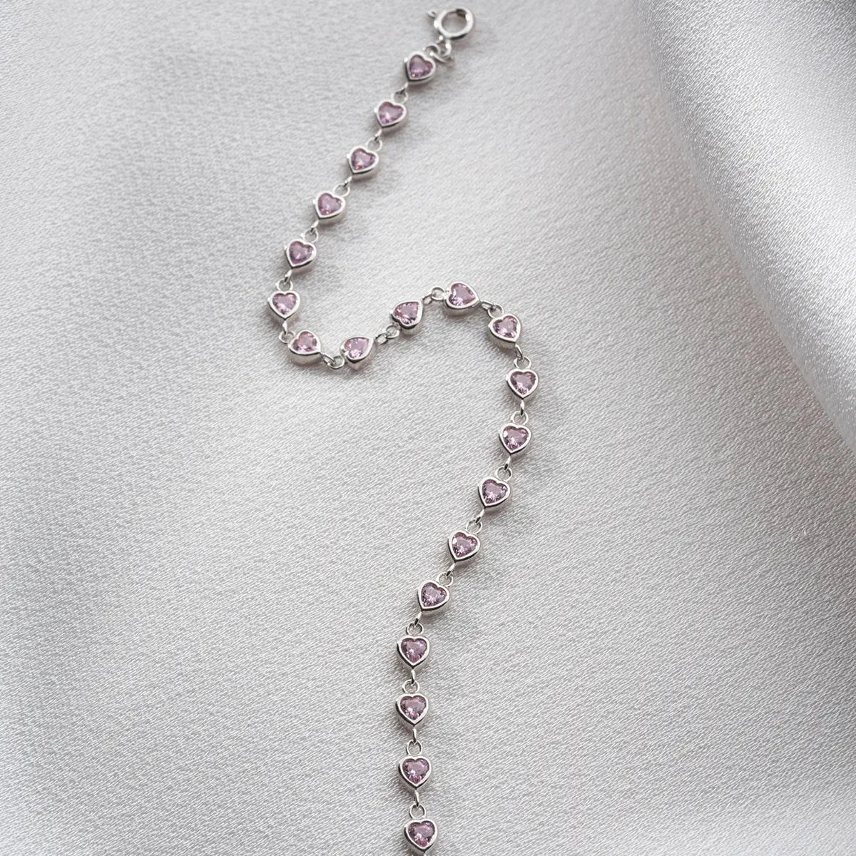 MINI ROZA HERZ ARMBAND | 925 SILBER