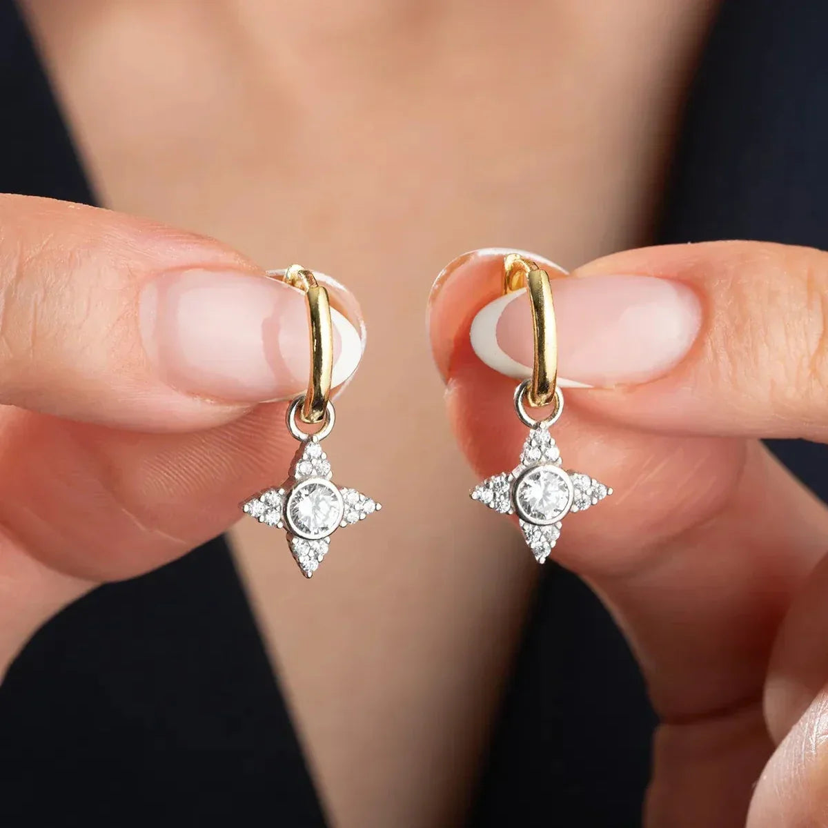 ZIRKON STEIN STERN OHRRINGE | 925 SILBER