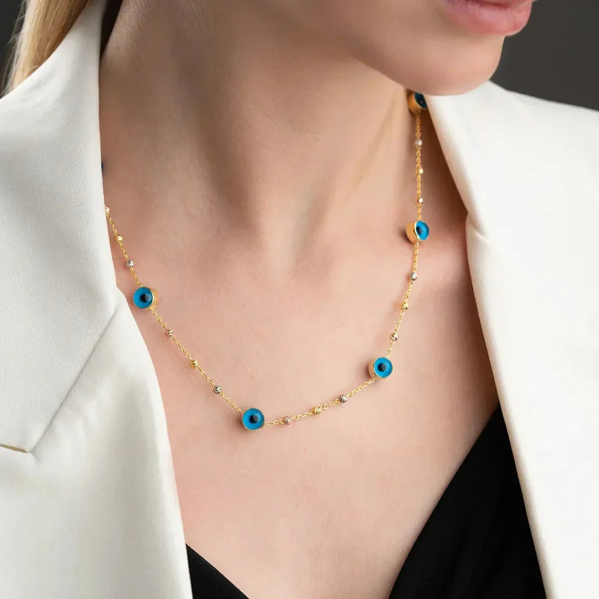 BULLET DORIKA EVIL EYE HALSKETTE | 925 SILBER