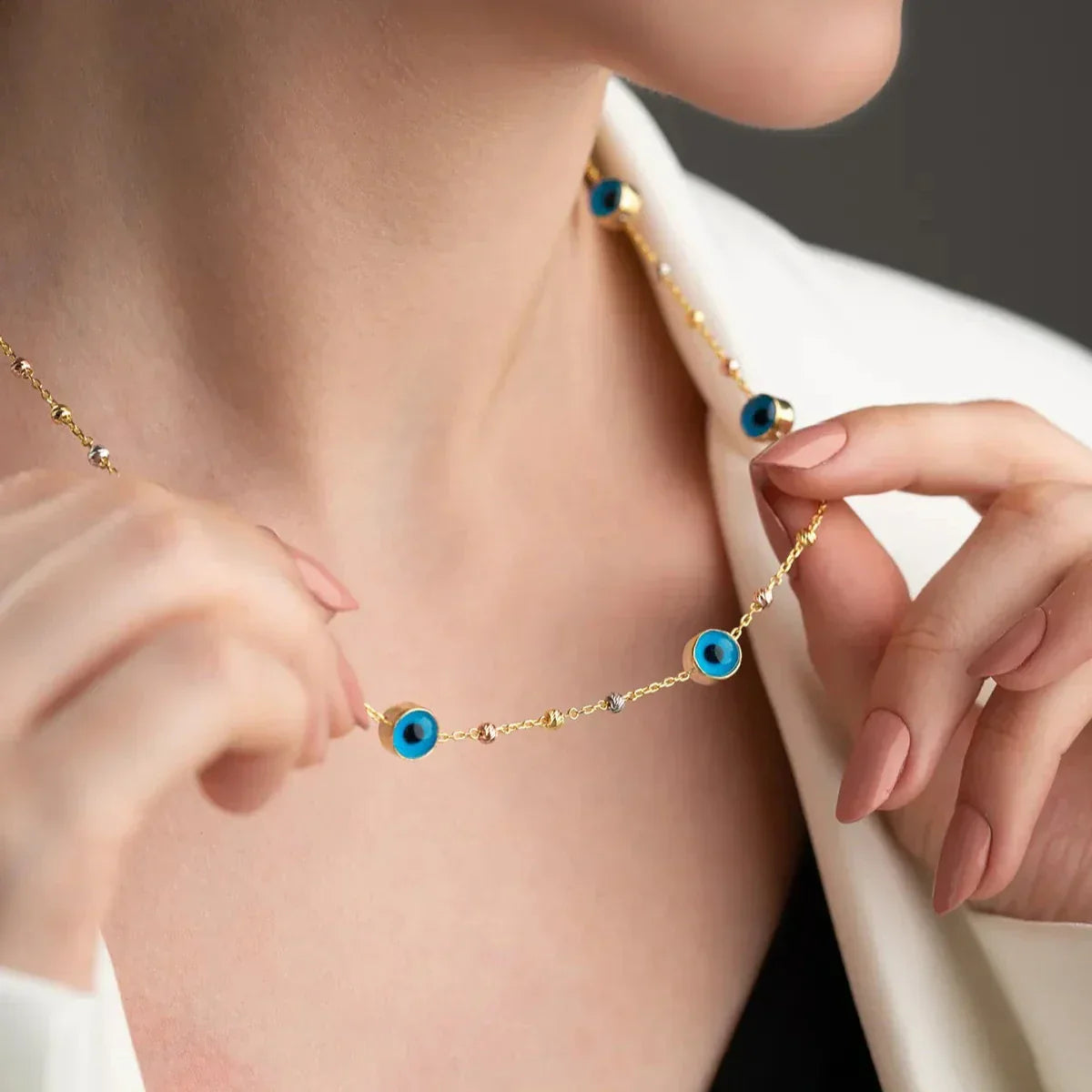 BULLET DORIKA EVIL EYE HALSKETTE | 925 SILBER