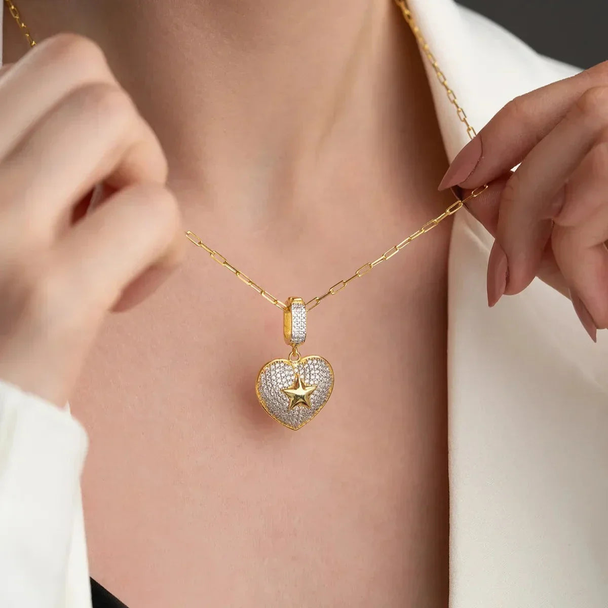 HERZ X STERN HALSKETTE | 925 SILBER