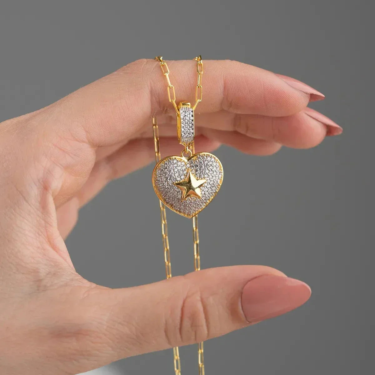 HERZ X STERN HALSKETTE | 925 SILBER