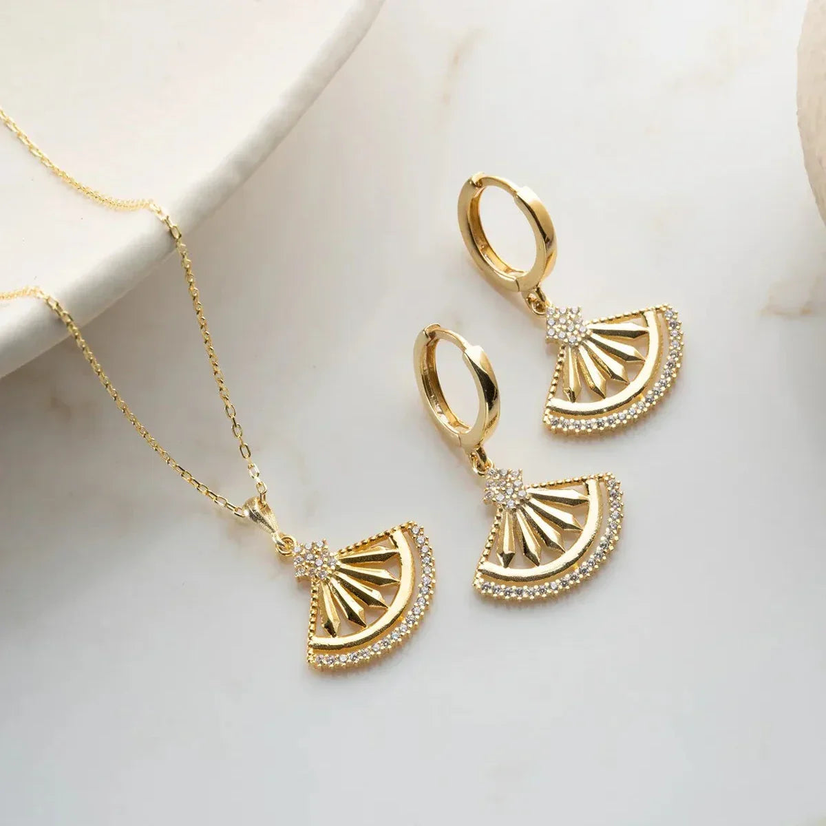 FAN HALSKETTE OHRRING SET | 925 SILBER