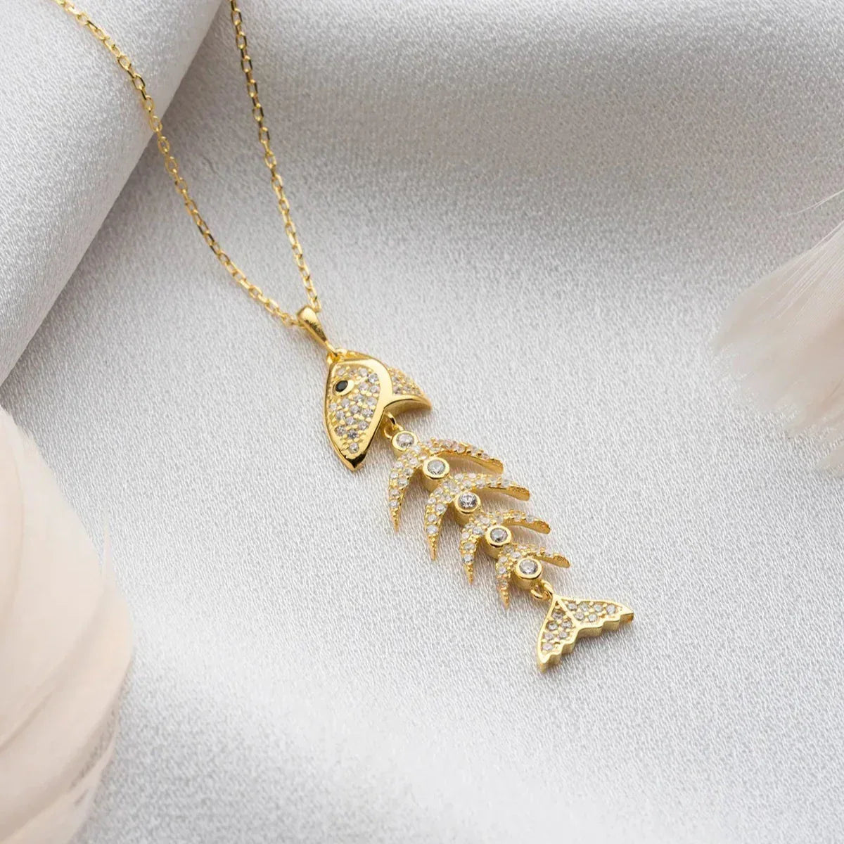 FISCHKNOCHENSTEIN HALSKETTE | 925 SILBER