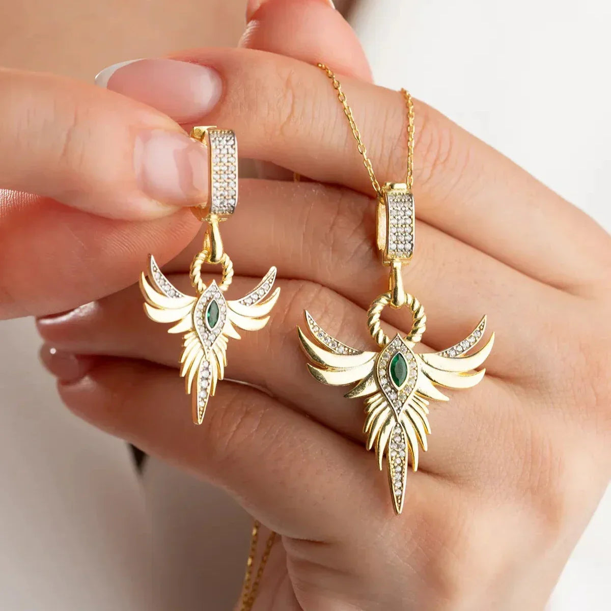 ZÜMRÜDÜANKA HALSKETTE OHRRING SET | 925 SILBER