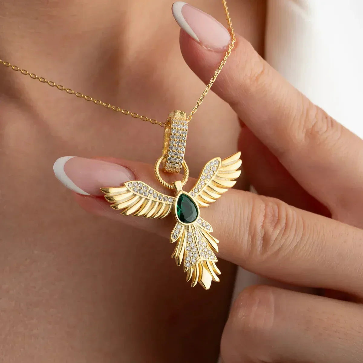 GRÜNER STEIN ZÜMRÜDÜANKA HALSKETTE | 925 SILBER