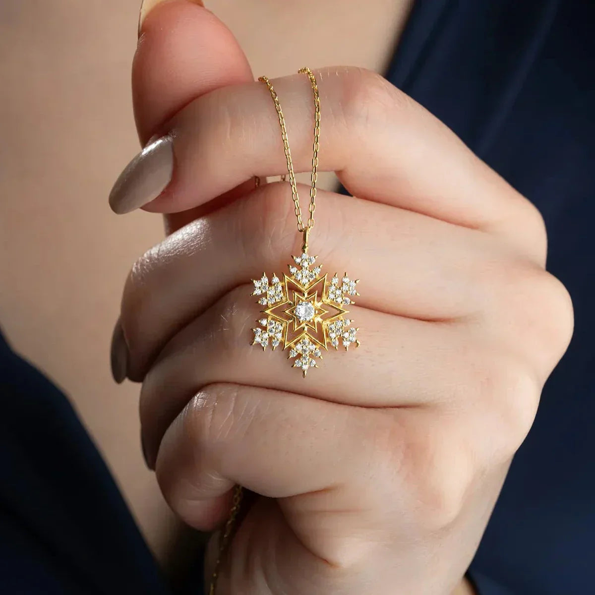 SCHNEEFLOCKE & STERN HALSKETTE | 925 SILBER