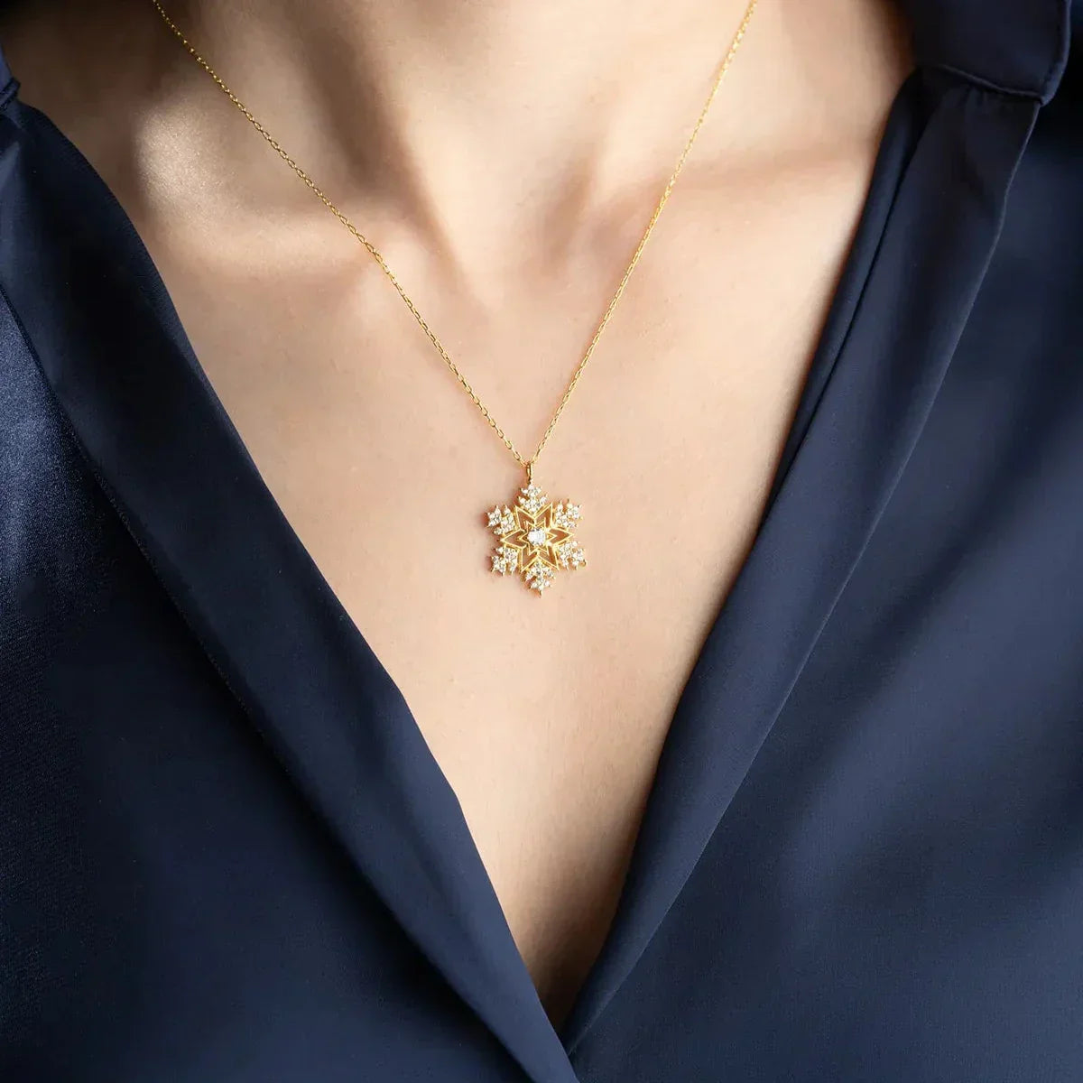 SCHNEEFLOCKE & STERN HALSKETTE | 925 SILBER