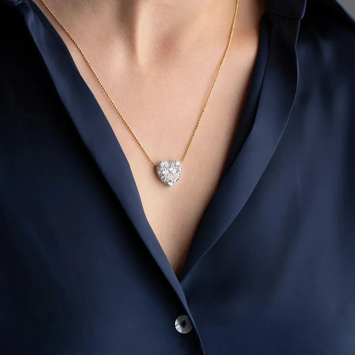 BAGUETTE STEIN HERZ HALSKETTE | 925 SILBER