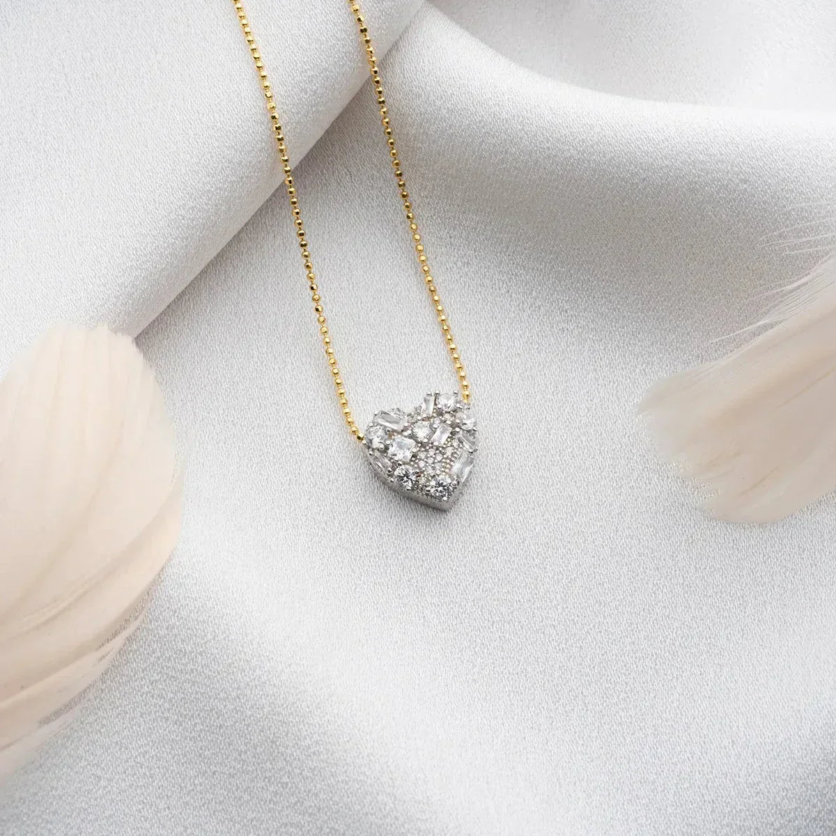 BAGUETTE STEIN HERZ HALSKETTE | 925 SILBER