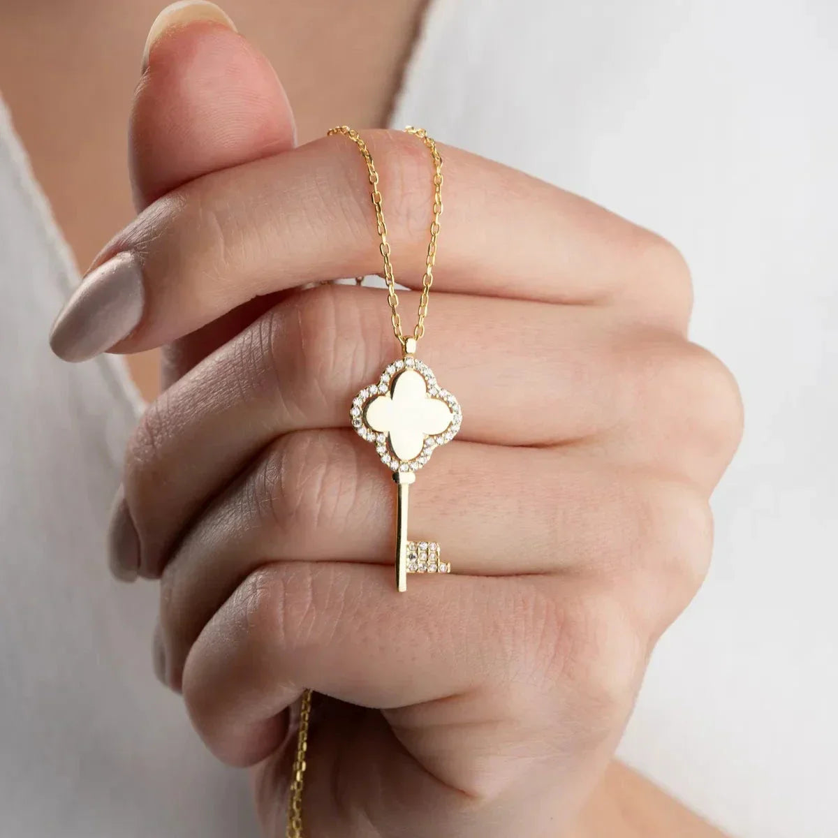 ZIRKONIA & SCHLÜSSEL HALSKETTE | 925 SILBER