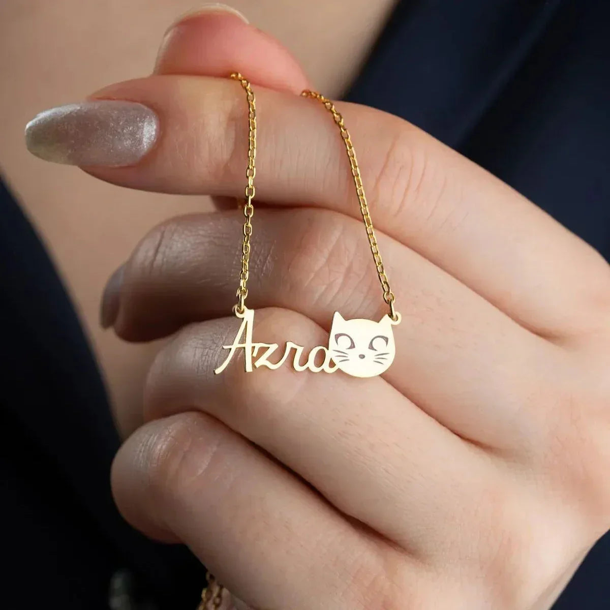 NAMENSKETTE MIT KATZE | 925 SILBER