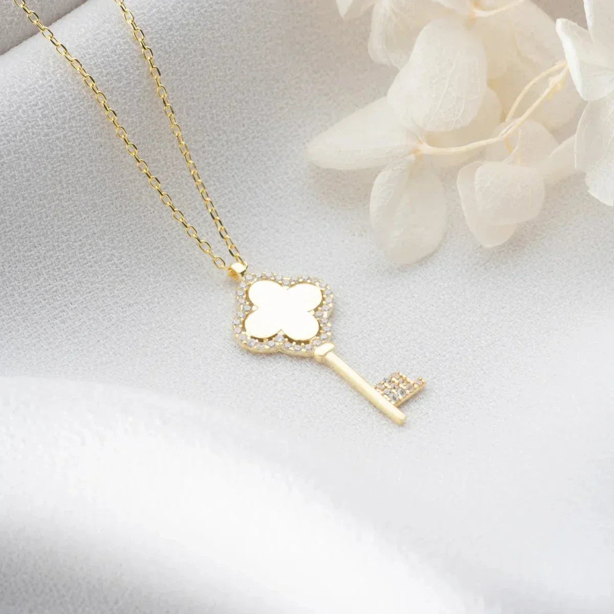 ZIRKONIA & SCHLÜSSEL HALSKETTE | 925 SILBER