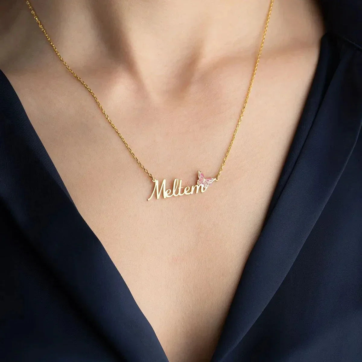 NAMENSKETTE MIT SCHMETTERLING | 925 SILBER