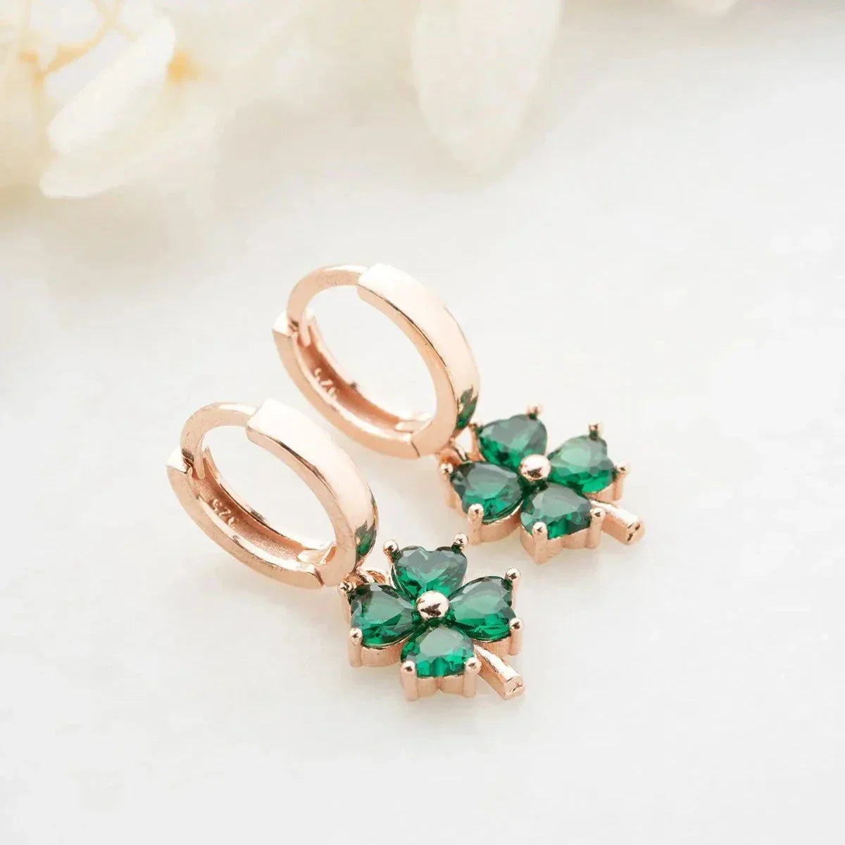 GRÜNE KLEE OHRRINGE | 925 SILBER