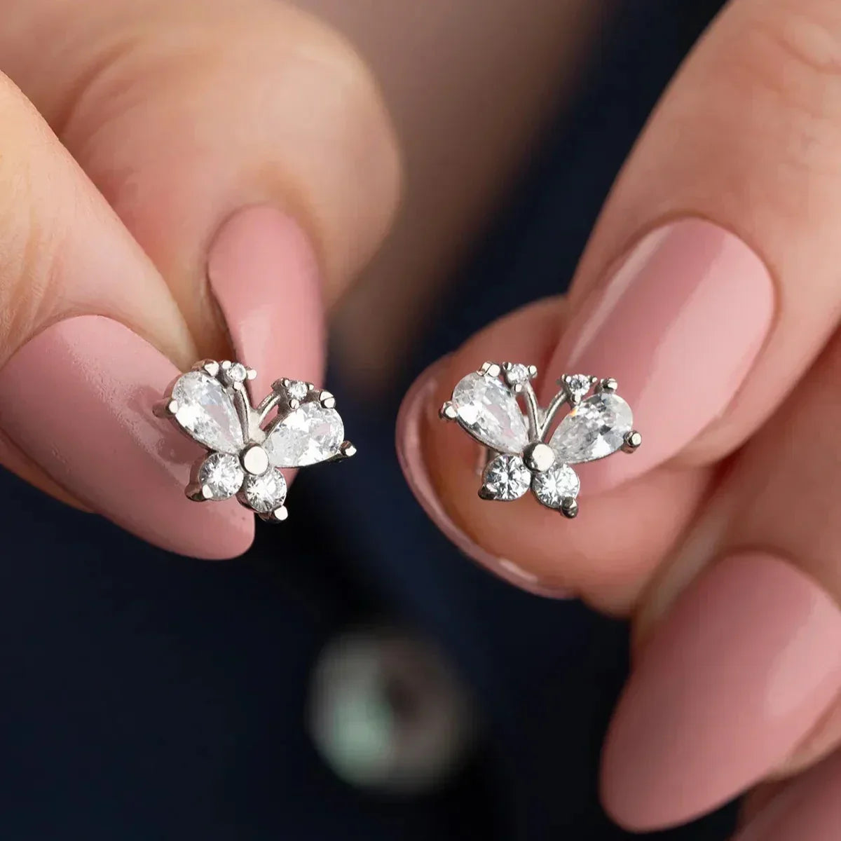 SCHMETTERLING BAGUETTE STEIN OHRRINGE | 925 SILBER