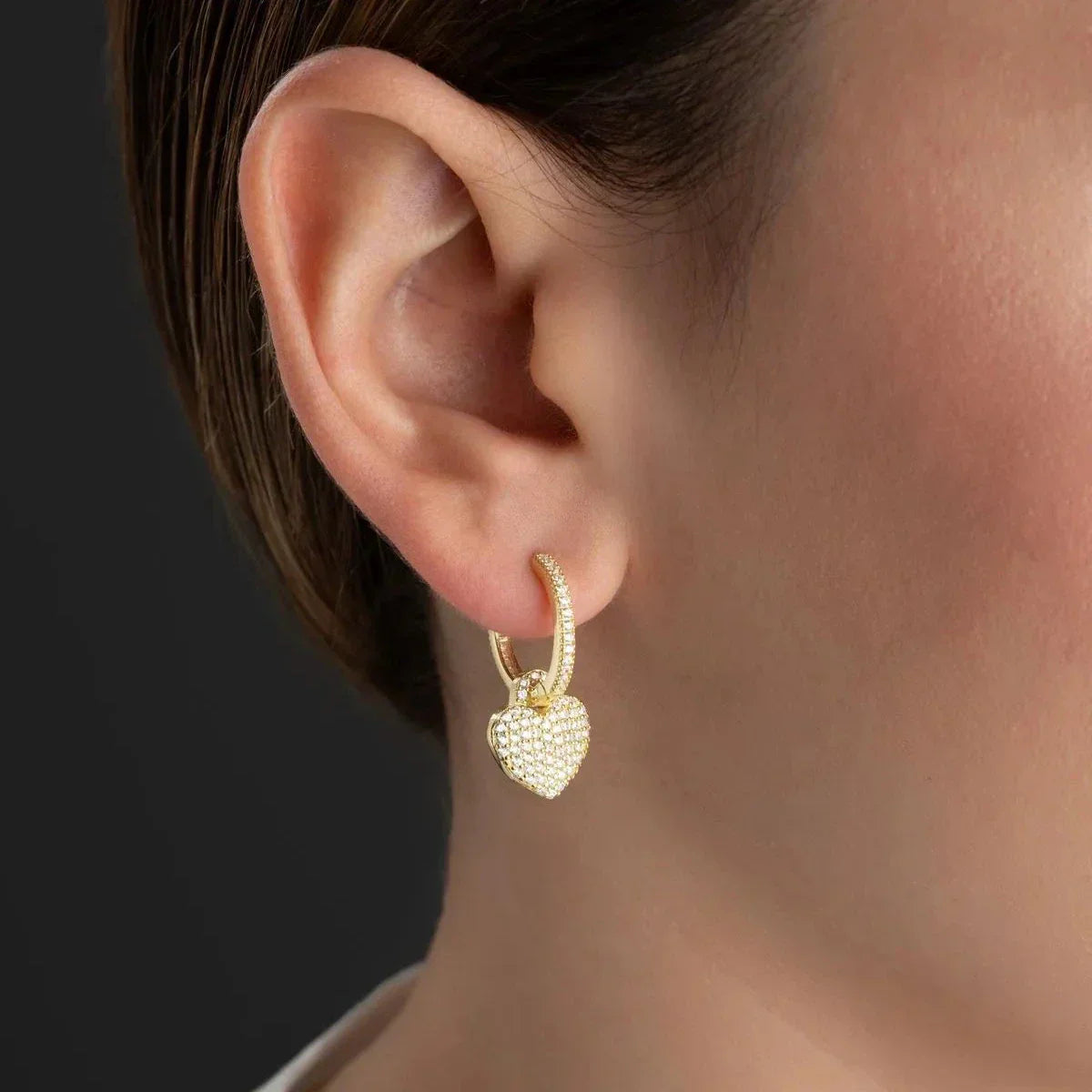 ZIRKONIA HERZ OHRRINGE | 925 SILBER