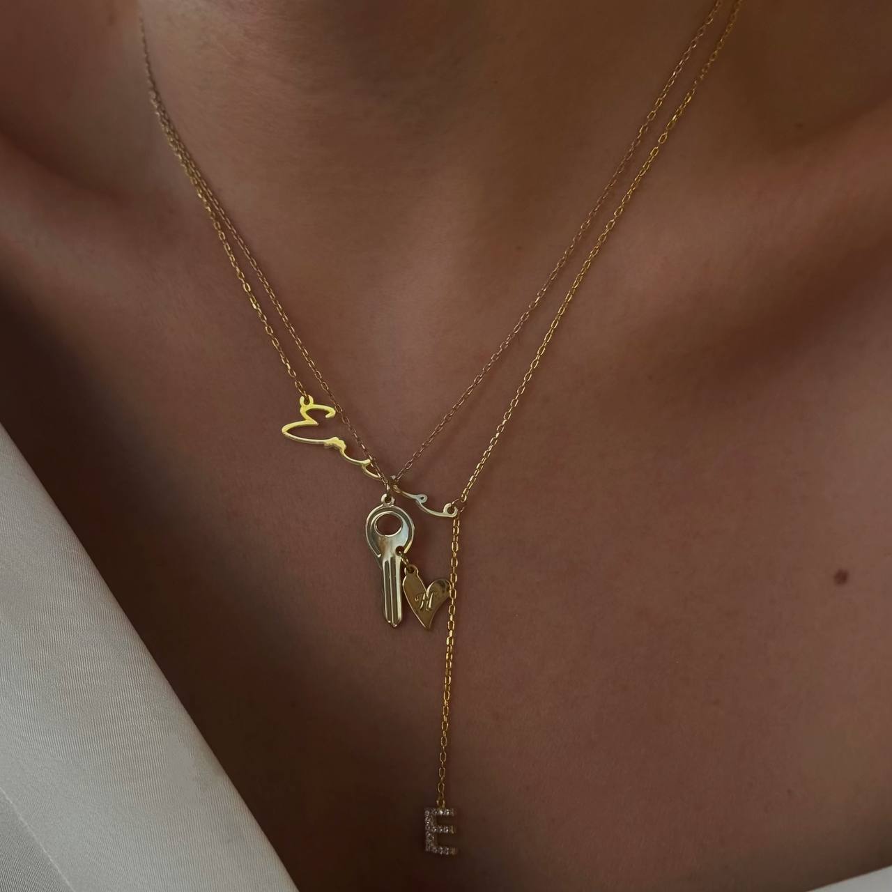 SCHLÜSSELBUCHSTABEN HALSKETTE | 925 SILBER