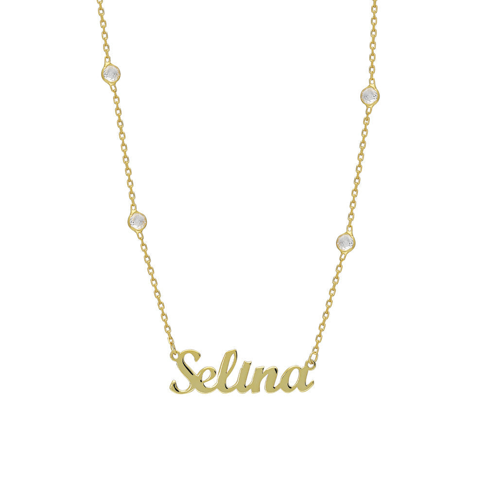 DOUBLE ZIRKONIA NAMENS HALSKETTE | 925 SILBER