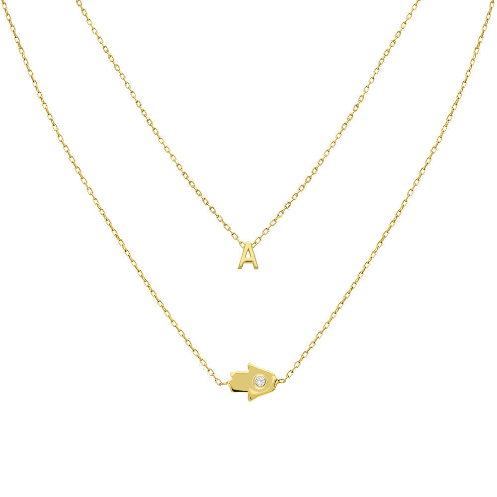 COMBO HAND INITIALEN NECKLACE | 925 SILBER