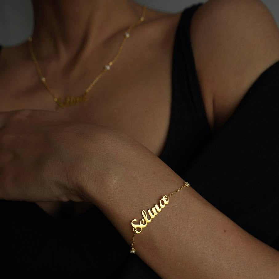 DOUBLE ZIRKONIA NAMENSARMBAND | 925 SILBER