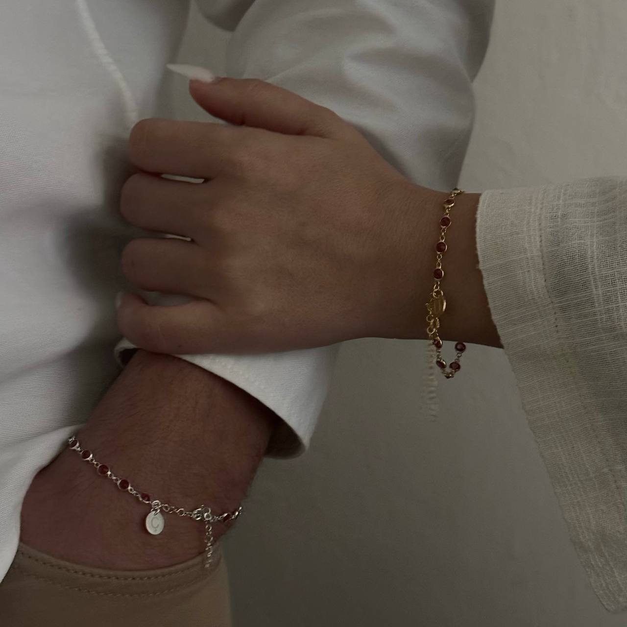 WHITE STONE BUCHSTABEN PARTNERARMBAND | 925 SILBER