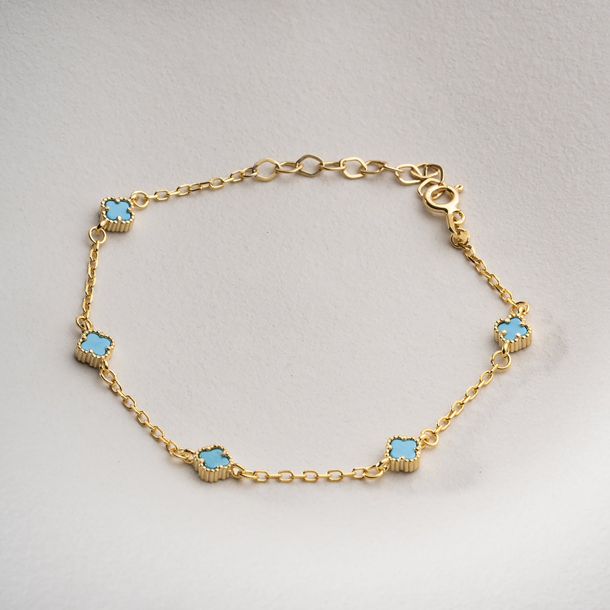 MINIMAL TURKIS KLEE ARMKETTE | 925 SILBER