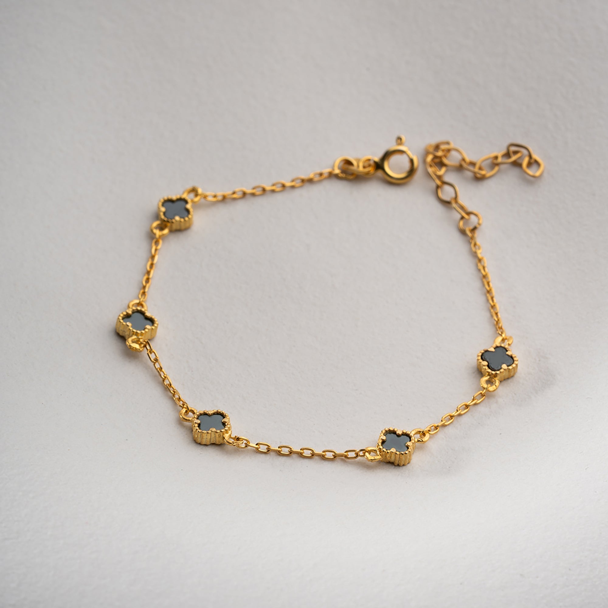 MINIMAL GRÜNER KLEE ARMKETTE | 925 SILBER