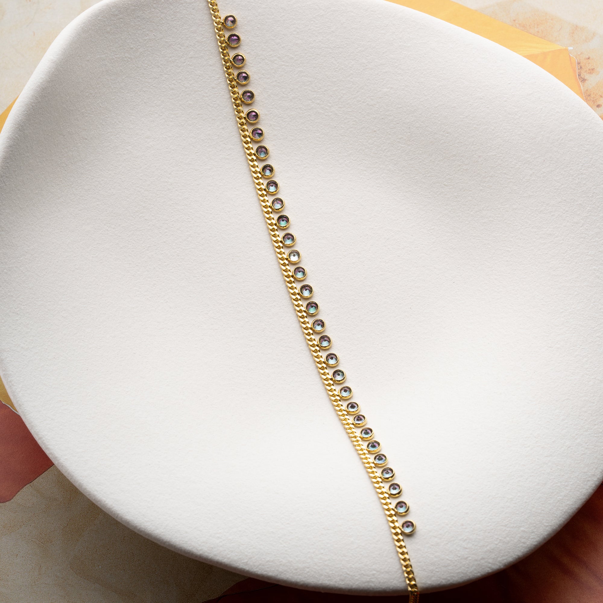 MULTI STONE FUSSKETTE | 925 SILBER