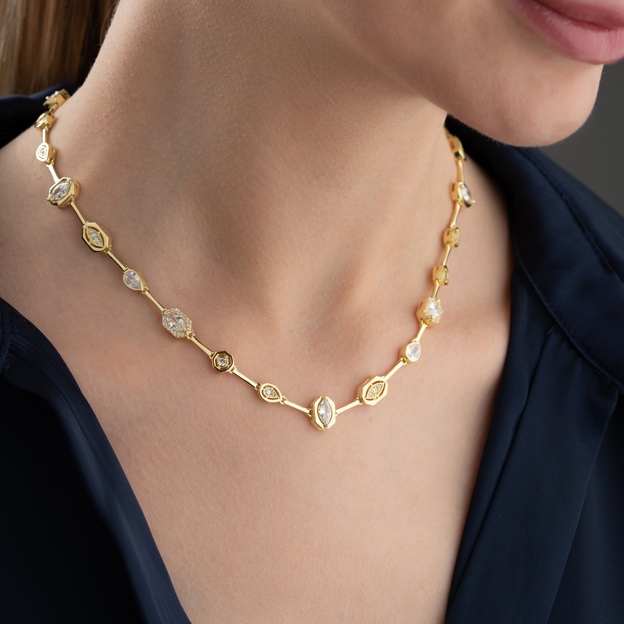 WEISSE BIJOU HALSKETTE | 925 SILBER