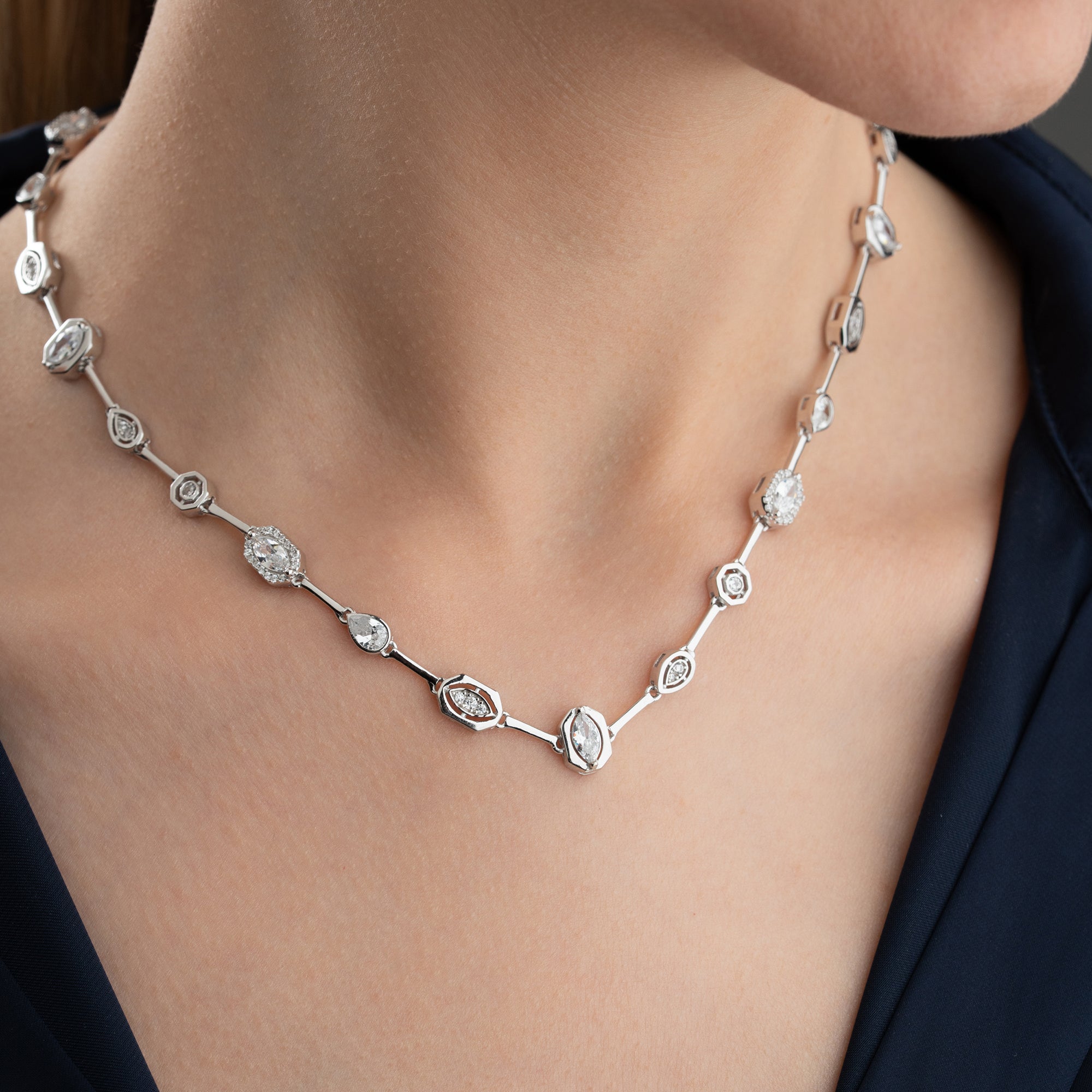 WEISSE BIJOU HALSKETTE | 925 SILBER