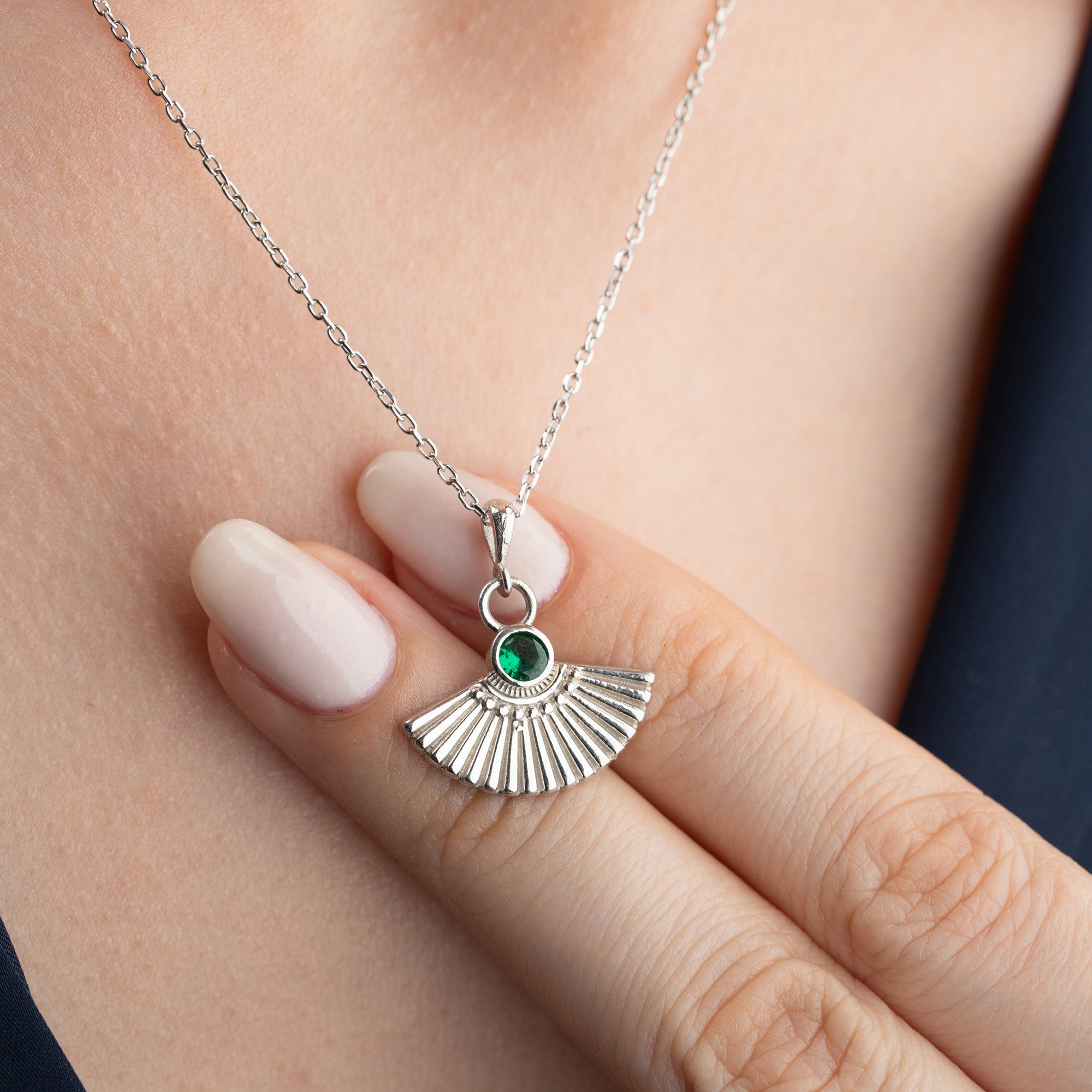 ZIRKONIA FÄCHER HALSKETTE | 925 SILBER