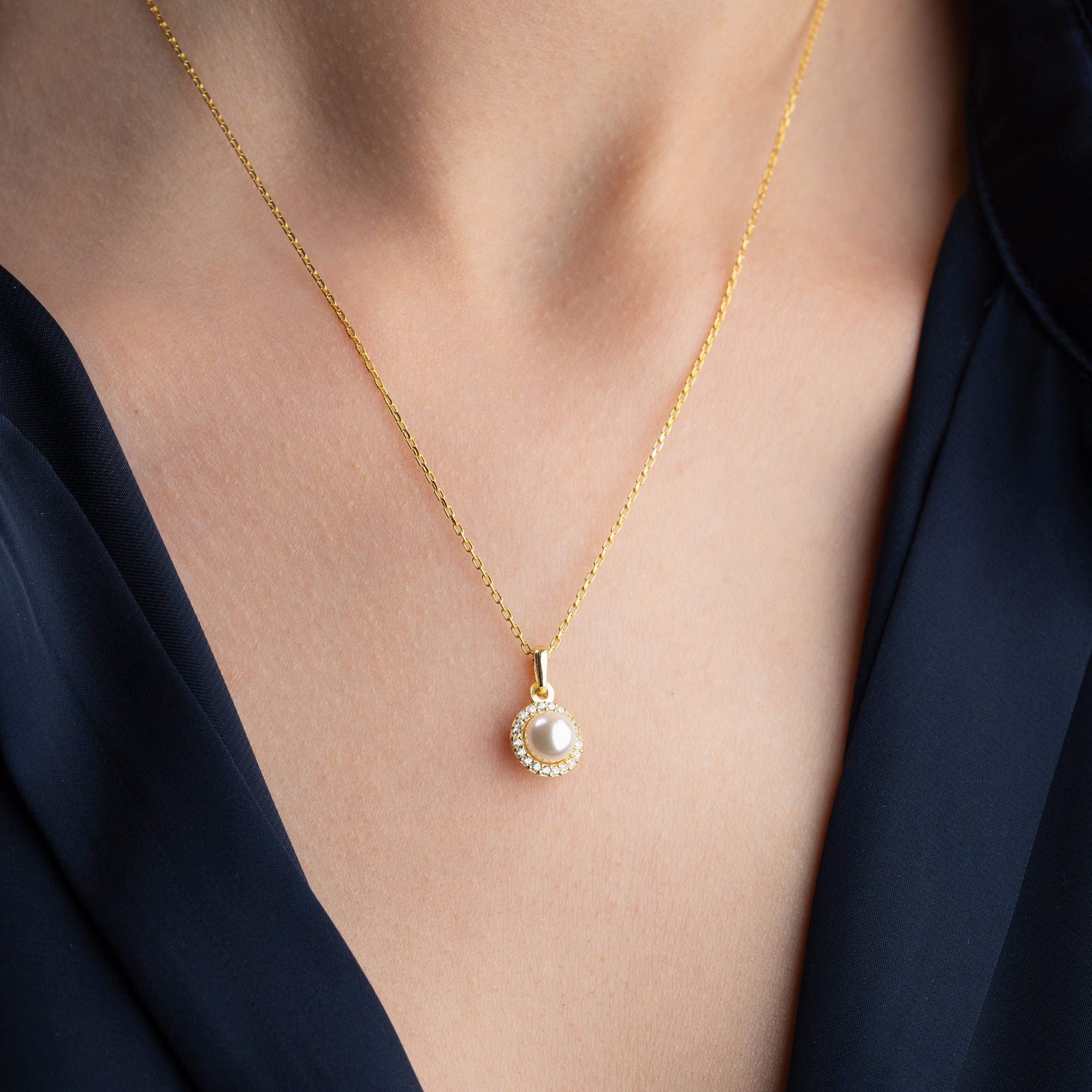 ZIRKONIA PEARL HALSKETTE | 925 SILBER