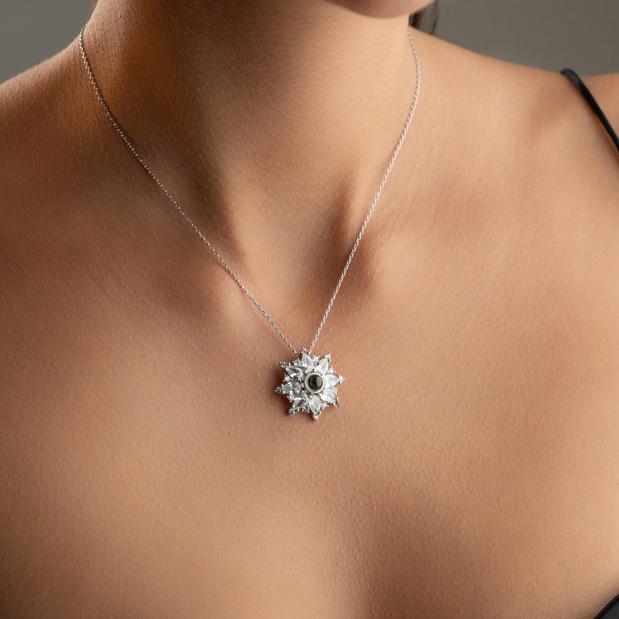 KRISTALL LOTUS KETTE | 925 SILBER