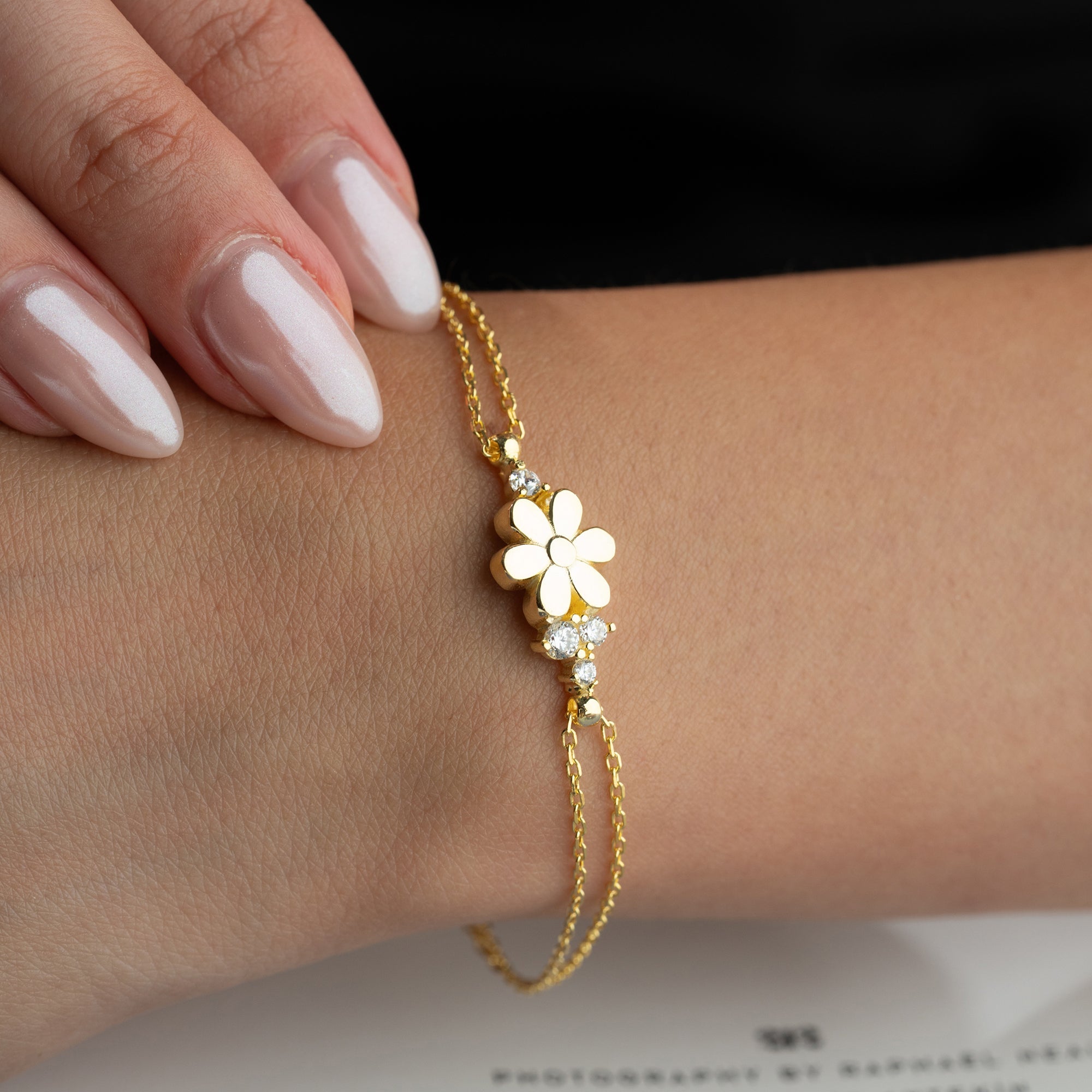 FLOWER STONE ARMBAND | 925 SILBER
