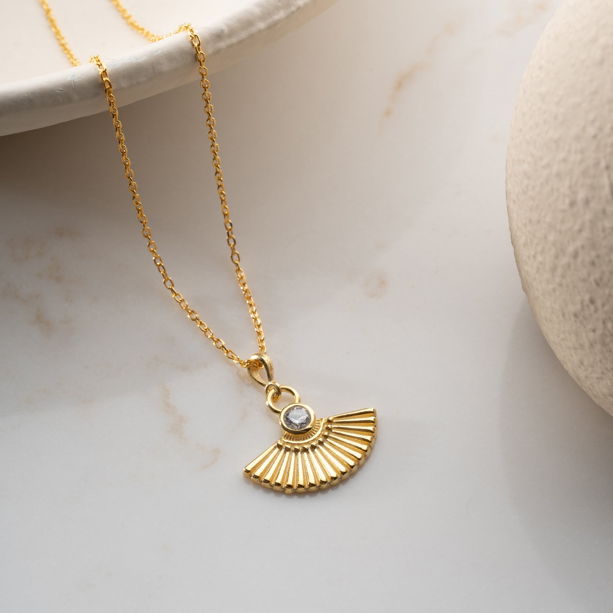 ZIRKONIA FÄCHER HALSKETTE | 925 SILBER